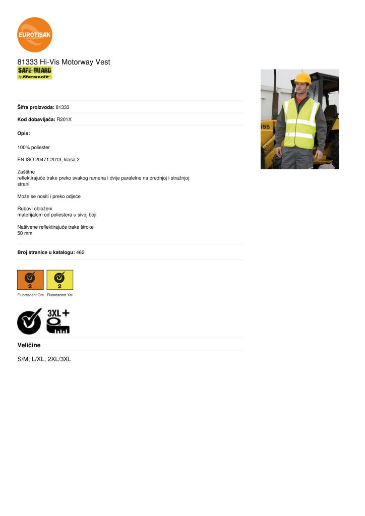 REFLEKTIRAJUĆI, SIGURNOSNI PRSLUK Hi-Vis_Motorway_Vest