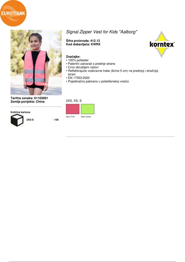 REFLEKTIRAJUĆI SIGURNOSNI PRSLUK - Signal_Zipper_Vest_for_Kids__Aalborg_